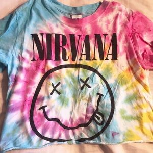 Tie dye Nirvana crop top